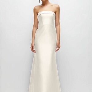 Dessy Strapless Ivory Column Dress NWT size 8